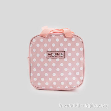 Pink Polka Dot Tote Lunch Lunch ลดราคาขาย